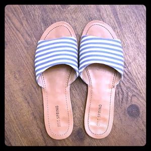 Blue and White Striped Sandals sz 8